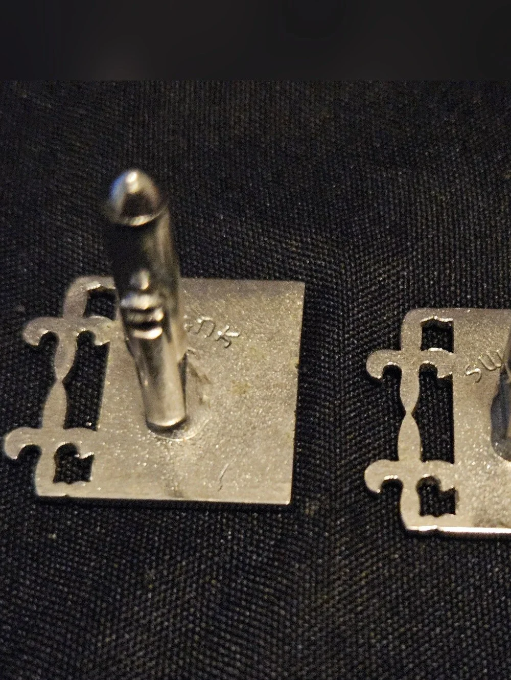 Vintage Swank Silver-tone Fleur De Lis Cufflinks Textured Ribbed Mid-century